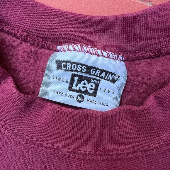 Vintage Faded Red Maroon Burgundy Lee Blank Crewneck XL Sweatshirt Essential USA - Picture 2 of 6
